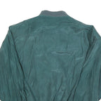 SILKBEAUTY Mens Green Silk Bomber Jacket S Woven Zip Closure Relaxed Fit