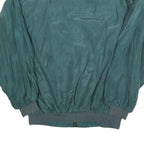 SILKBEAUTY Mens Green Silk Bomber Jacket S Woven Zip Closure Relaxed Fit