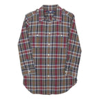 RALPH LAUREN SPORT Womens Brown & Red Checked Shirt S Casual Cotton Blend
