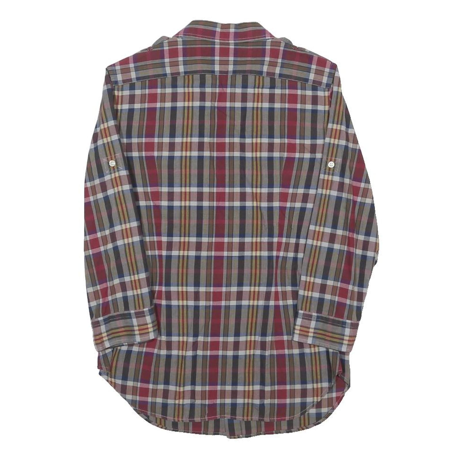 RALPH LAUREN SPORT Womens Brown & Red Checked Shirt S Casual Cotton Blend