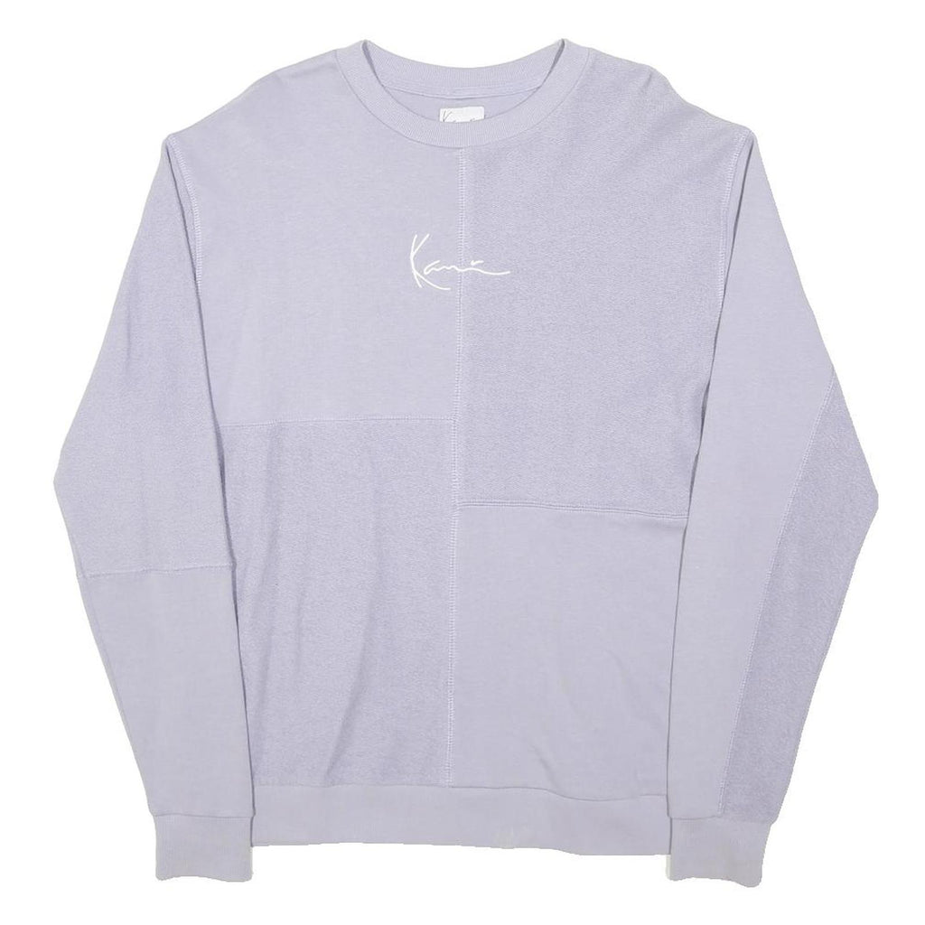 KANI Womens Lilac Patchwork Cotton Blend Crew Neck S Sweatshirt Casual