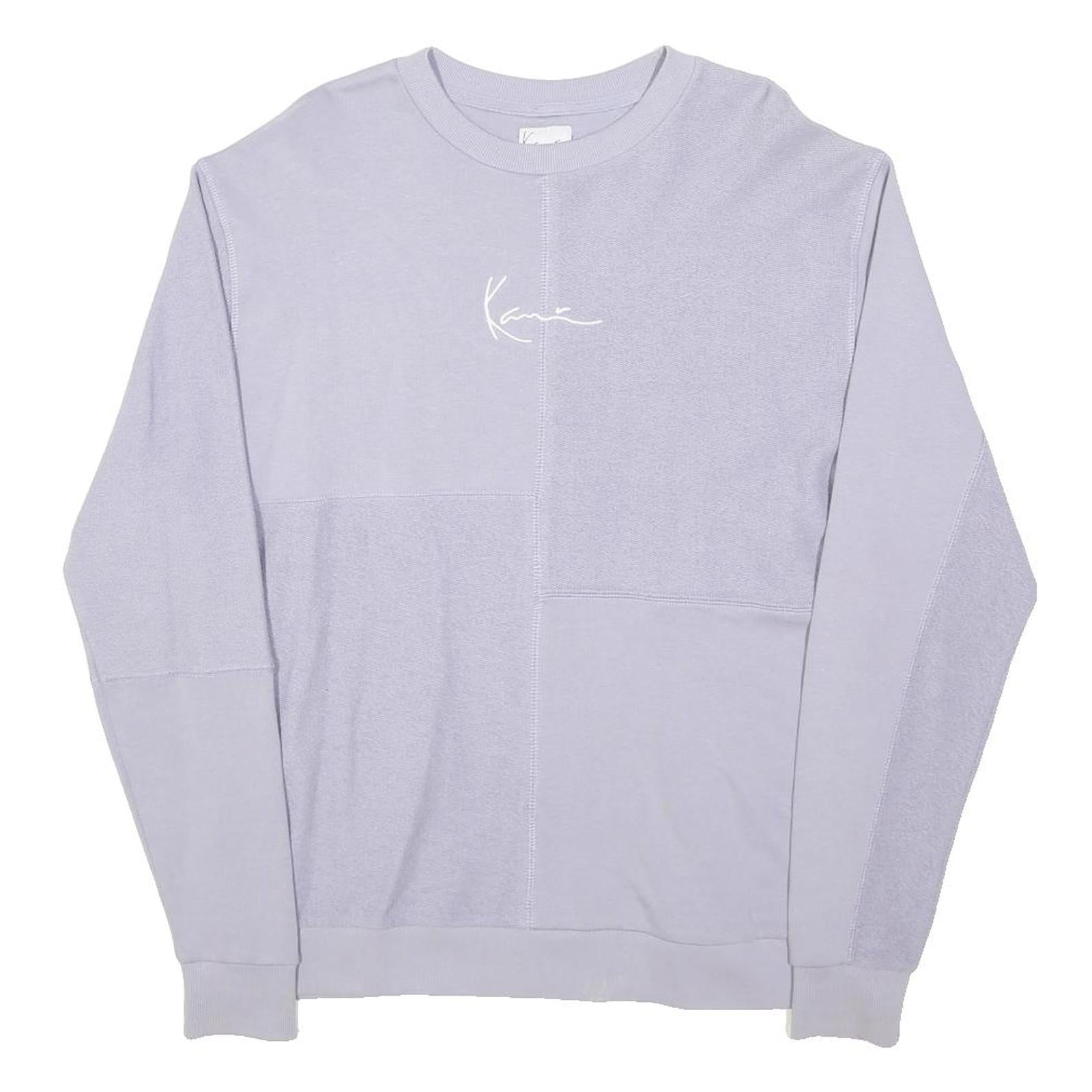 KANI Womens Lilac Patchwork Cotton Blend Crew Neck S Sweatshirt Casual