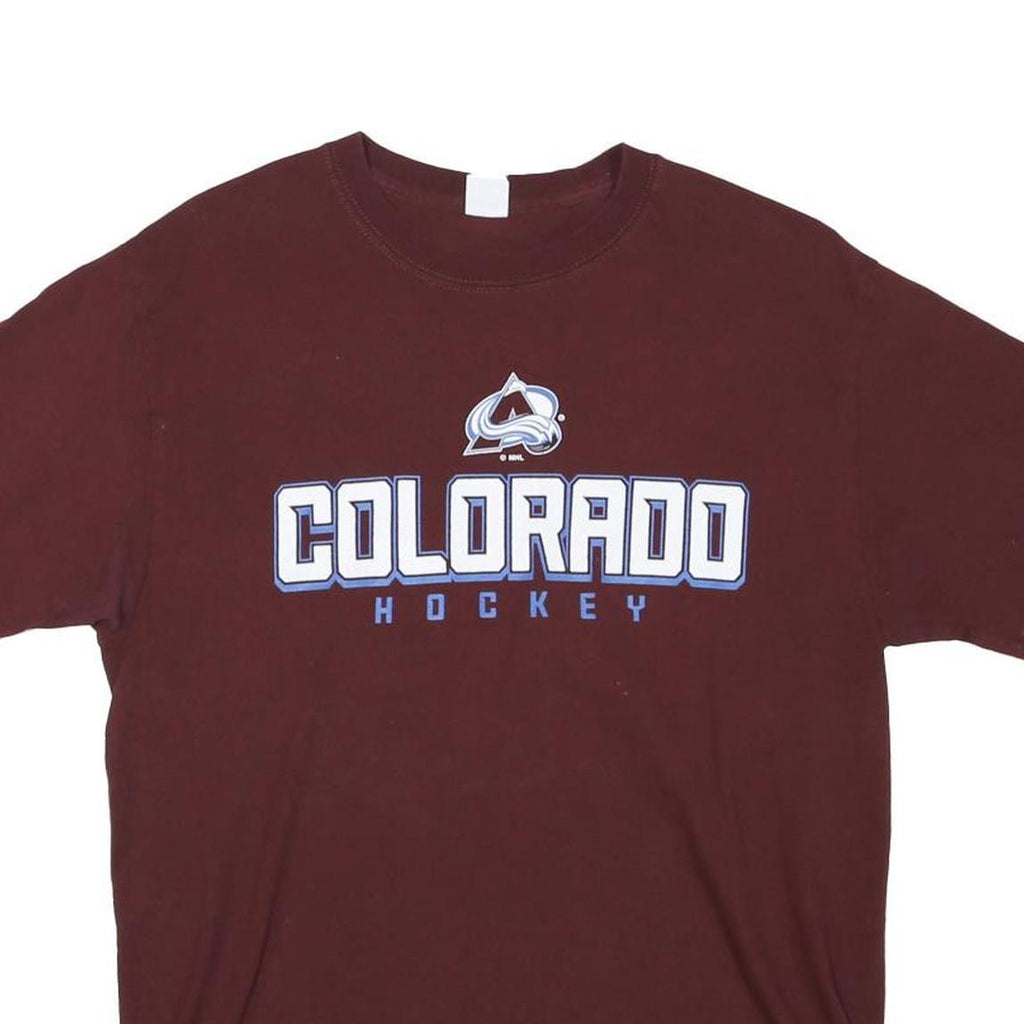 HANES Mens Maroon Colorado Hockey Graphic T-Shirt M Short Sleeve Crew Neck