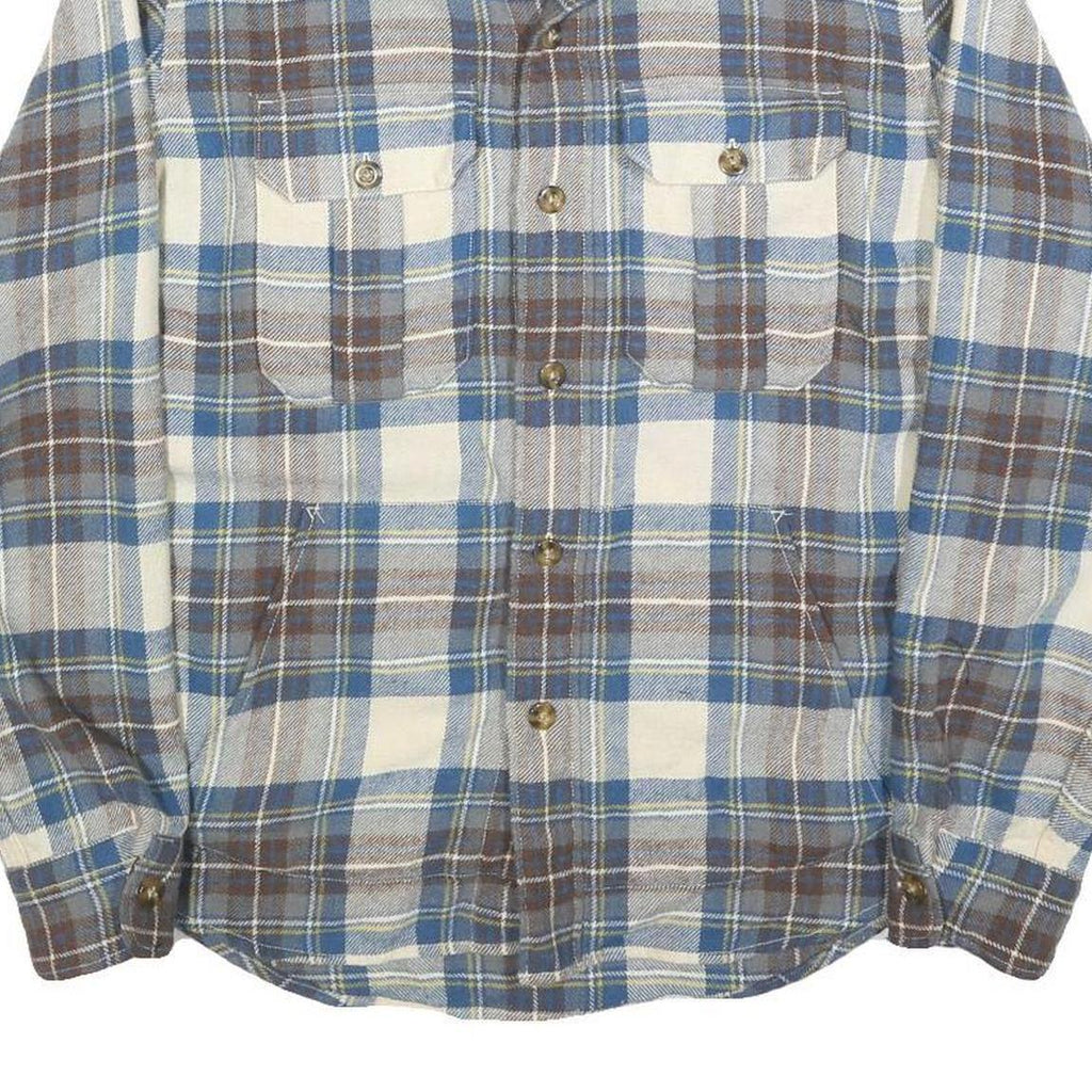LEVI'S Mens Blue & Brown Check Shirt M Wool Blend Long Sleeve Button Up Casual