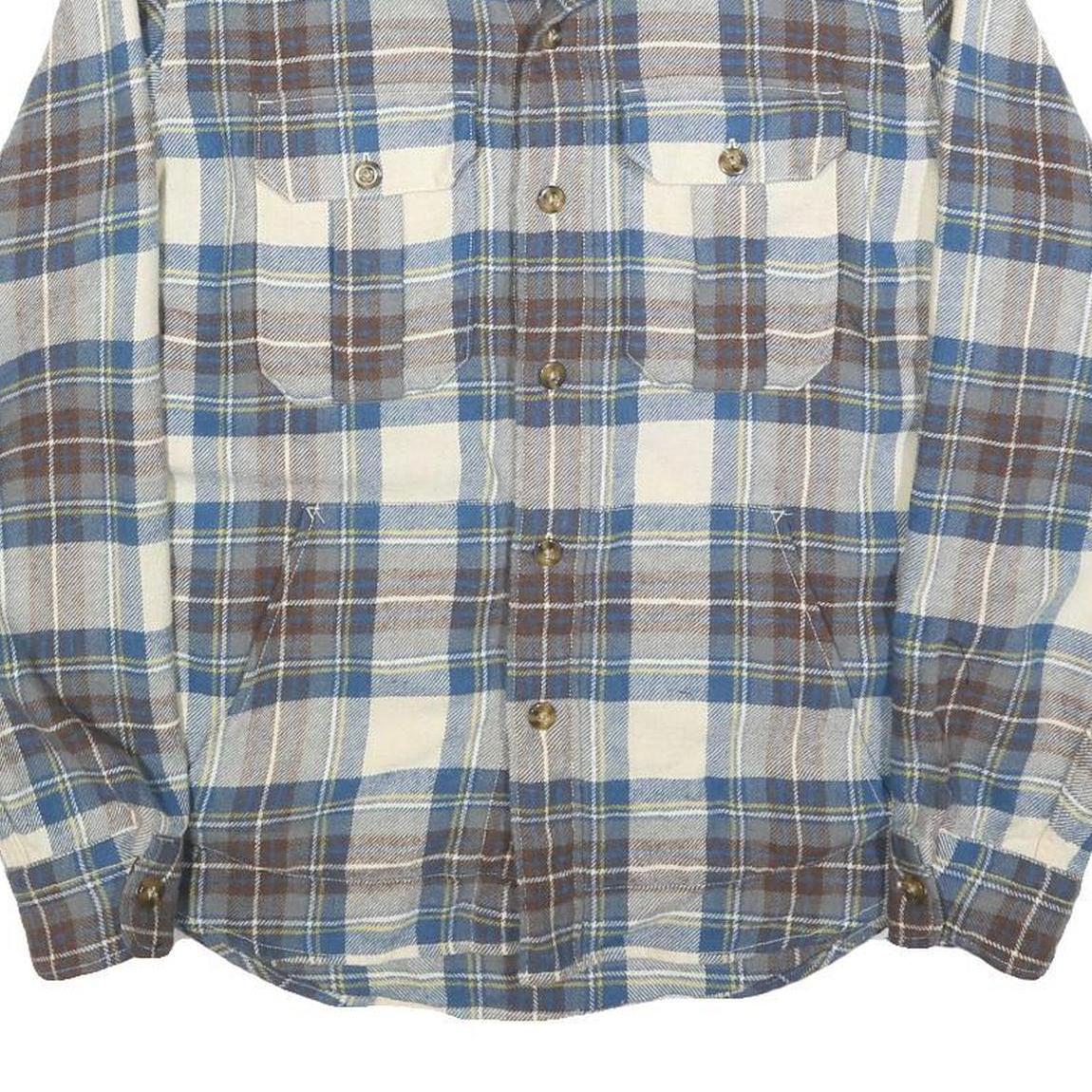 LEVI'S Mens Blue & Brown Check Shirt M Wool Blend Long Sleeve Button Up Casual