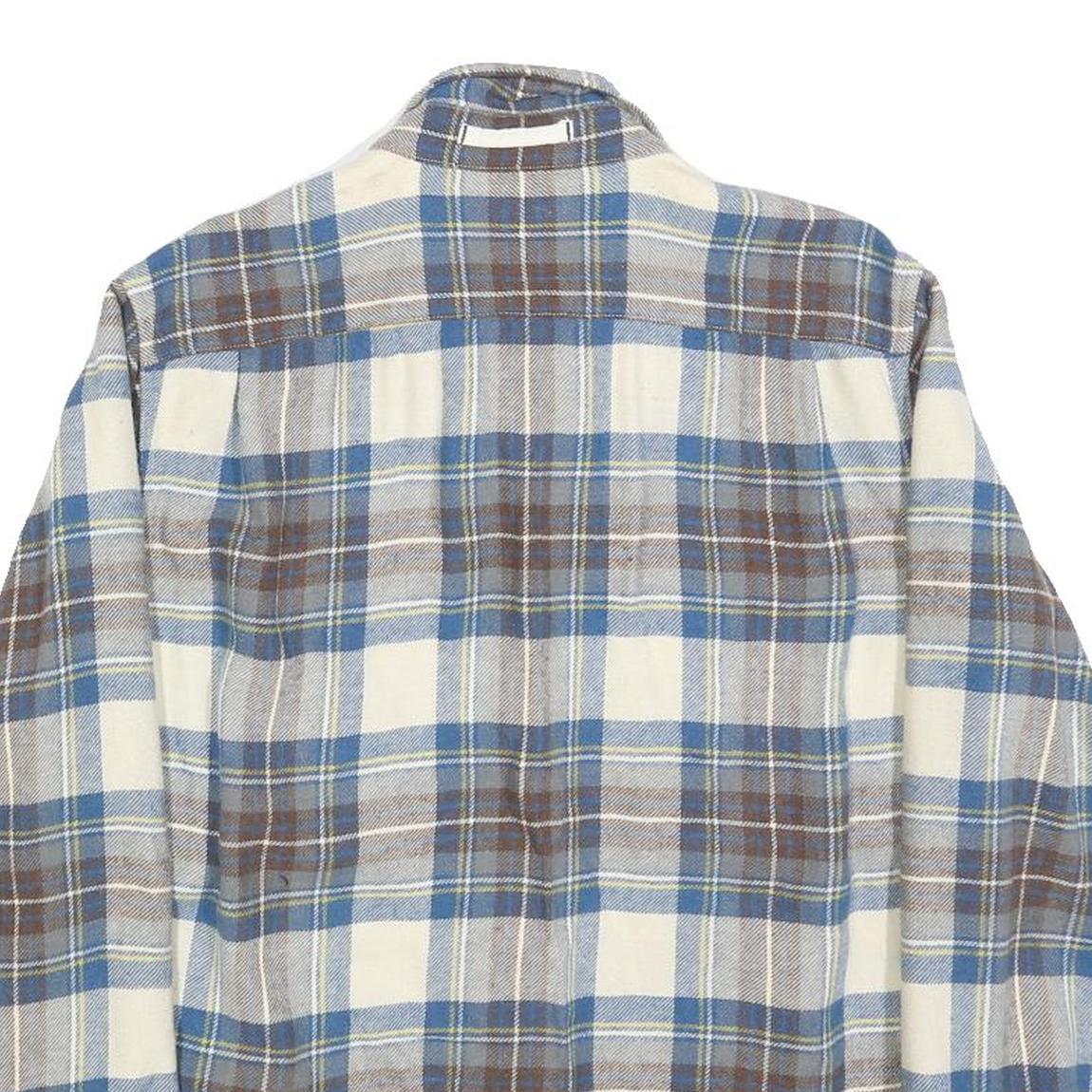 LEVI'S Mens Blue & Brown Check Shirt M Wool Blend Long Sleeve Button Up Casual