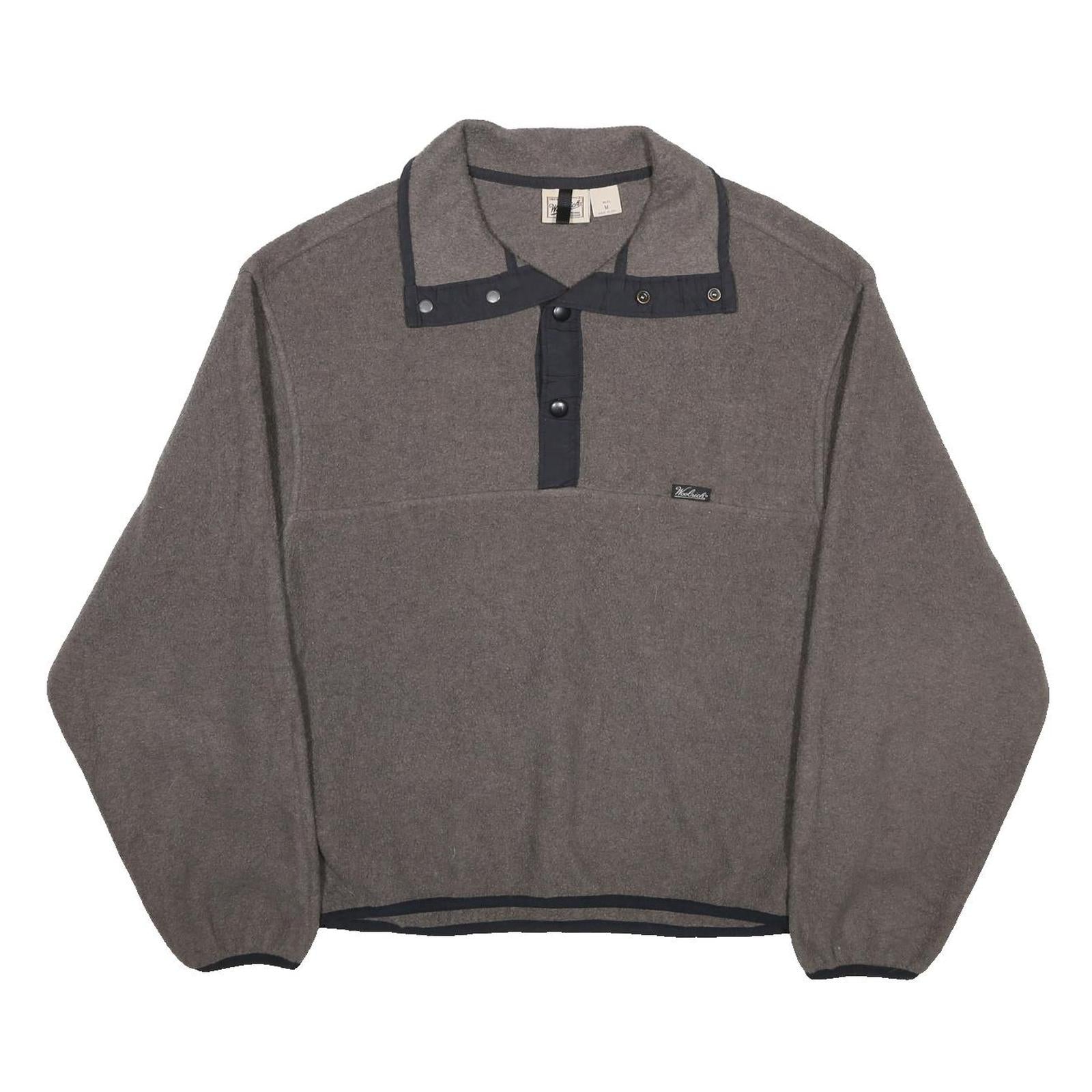 WOOLRICH Mens Grey Plain Pullover Crew Neck Basic Knit L Fleece Jumper