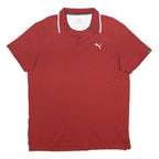 PUMA Mens Red & White Short Sleeve Plain XL Polo Shirt Cotton Blend Casual