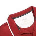 PUMA Mens Red & White Short Sleeve Plain XL Polo Shirt Cotton Blend Casual