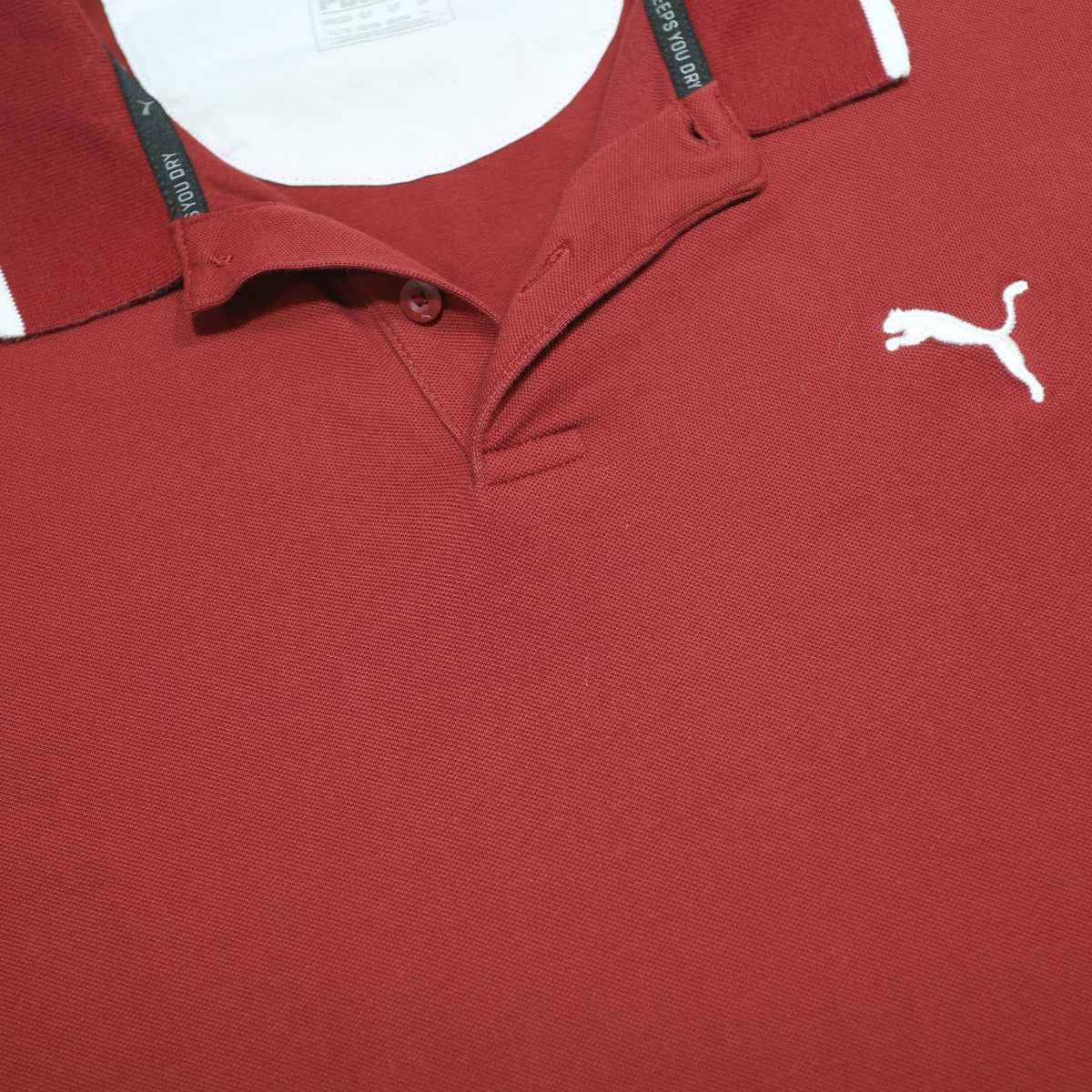 PUMA Mens Red & White Short Sleeve Plain XL Polo Shirt Cotton Blend Casual