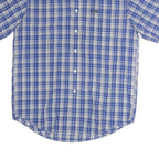 CHAPS Mens Blue & White Plaid Shirt M Short Sleeve Button-Down Casual Cotton