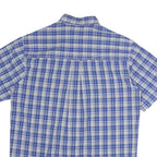 CHAPS Mens Blue & White Plaid Shirt M Short Sleeve Button-Down Casual Cotton