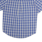 CHAPS Mens Blue & White Plaid Shirt M Short Sleeve Button-Down Casual Cotton