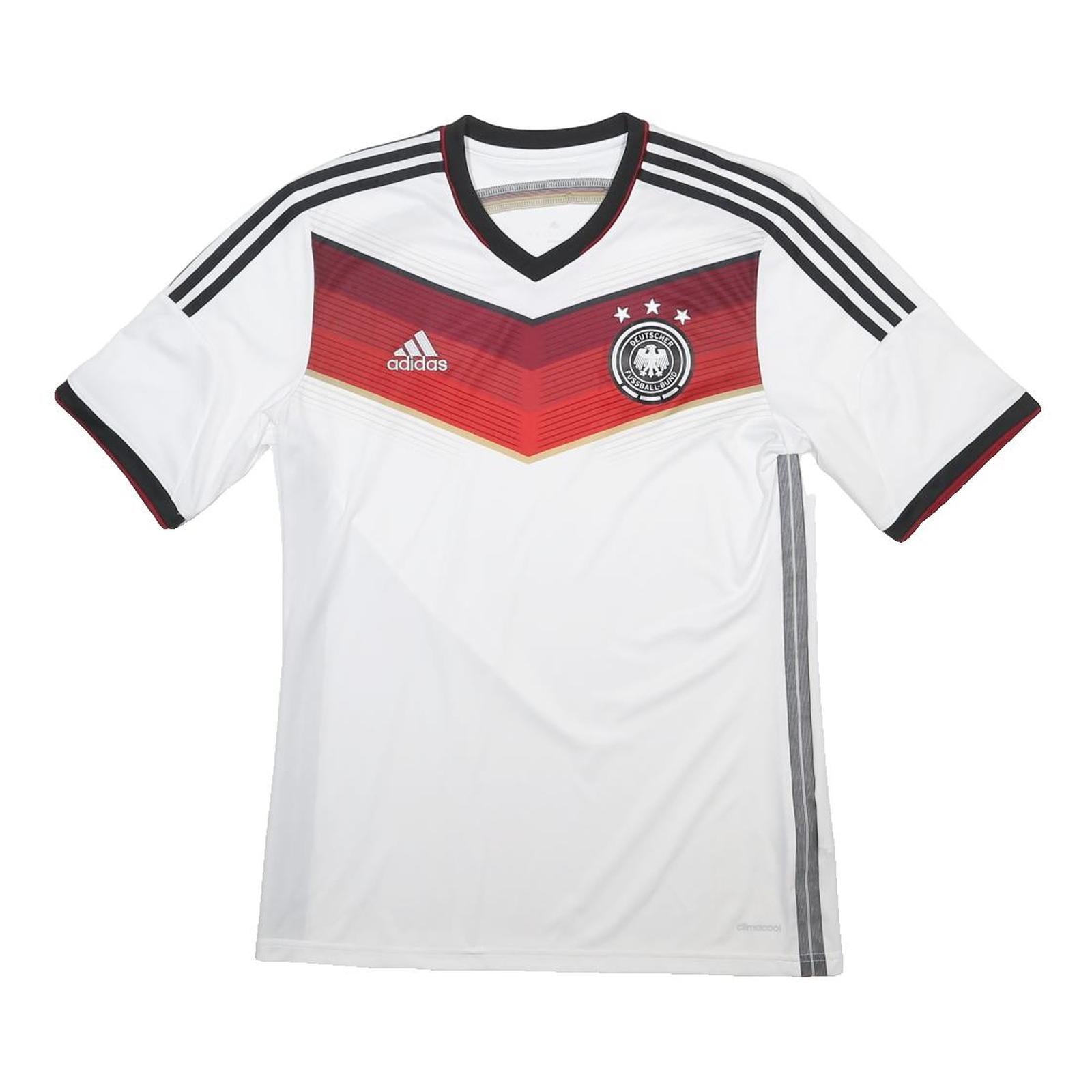 ADIDAS Mens White Black & Red German Football Shirt M Short Sleeve V-Neck