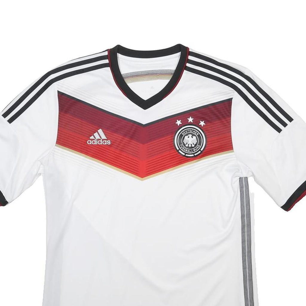 ADIDAS Mens White Black & Red German Football Shirt M Short Sleeve V-Neck