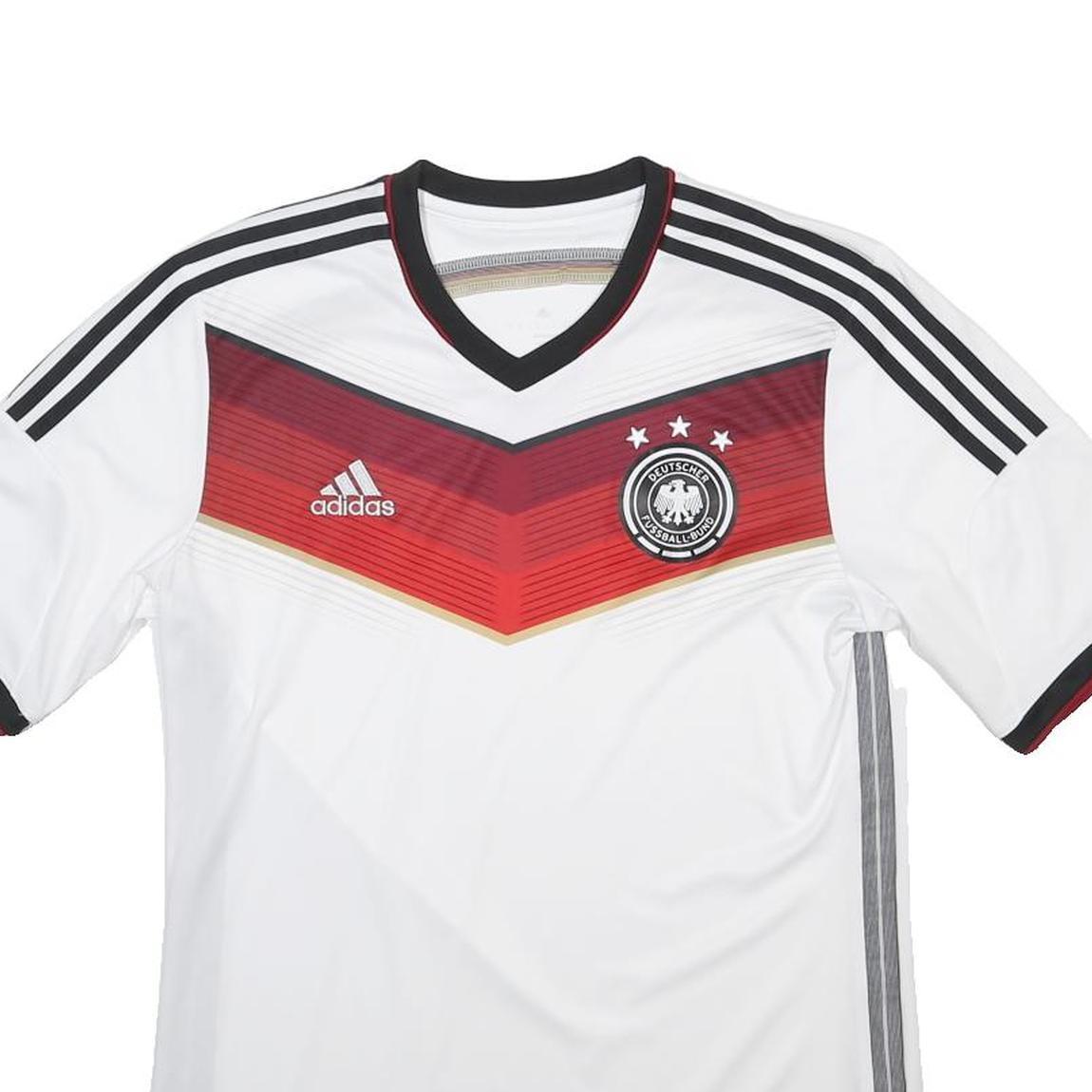 ADIDAS Mens White Black & Red German Football Shirt M Short Sleeve V-Neck
