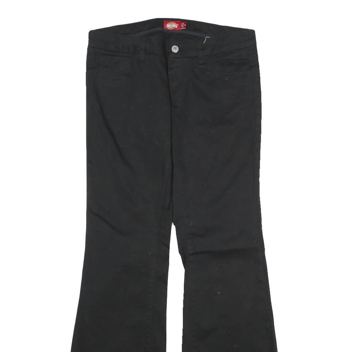DICKIES Womens Black Cotton Regular Flared Trousers W30 L32 Workwear Pants