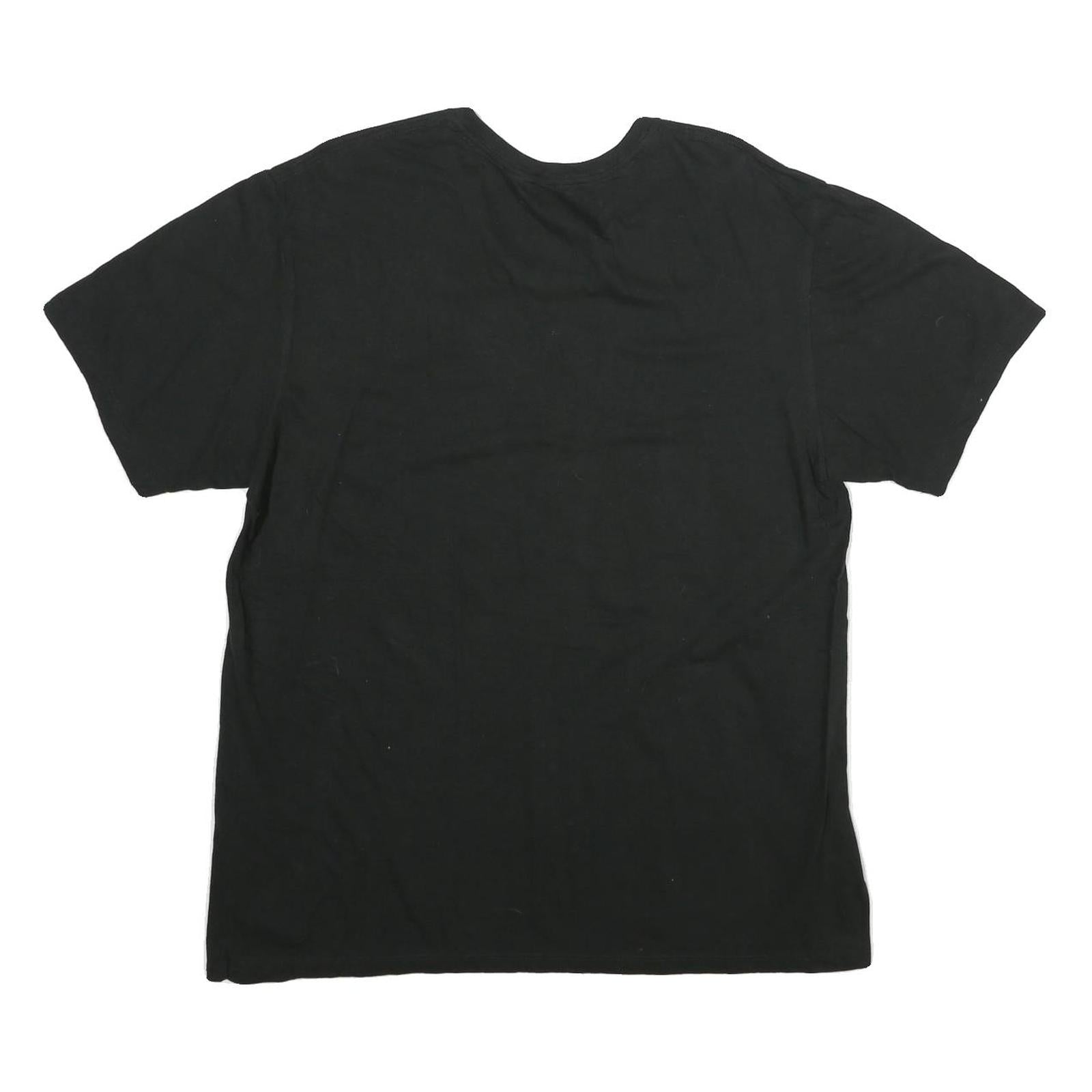 CALVIN KLEIN Mens Black V-Neck T-Shirt L Cotton Minimalist Short Sleeve Casual