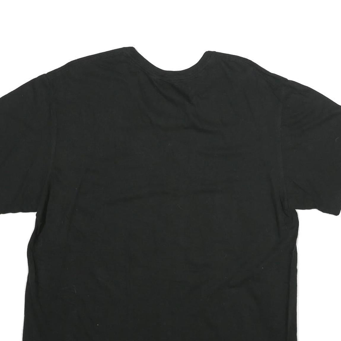 CALVIN KLEIN Mens Black V-Neck T-Shirt L Cotton Minimalist Short Sleeve Casual