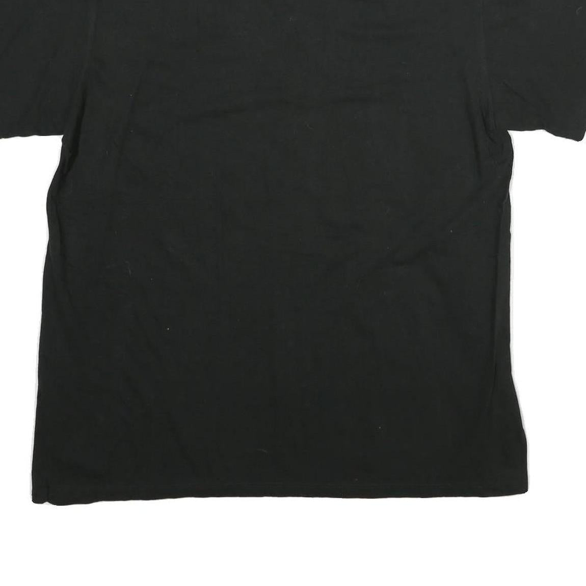 CALVIN KLEIN Mens Black V-Neck T-Shirt L Cotton Minimalist Short Sleeve Casual