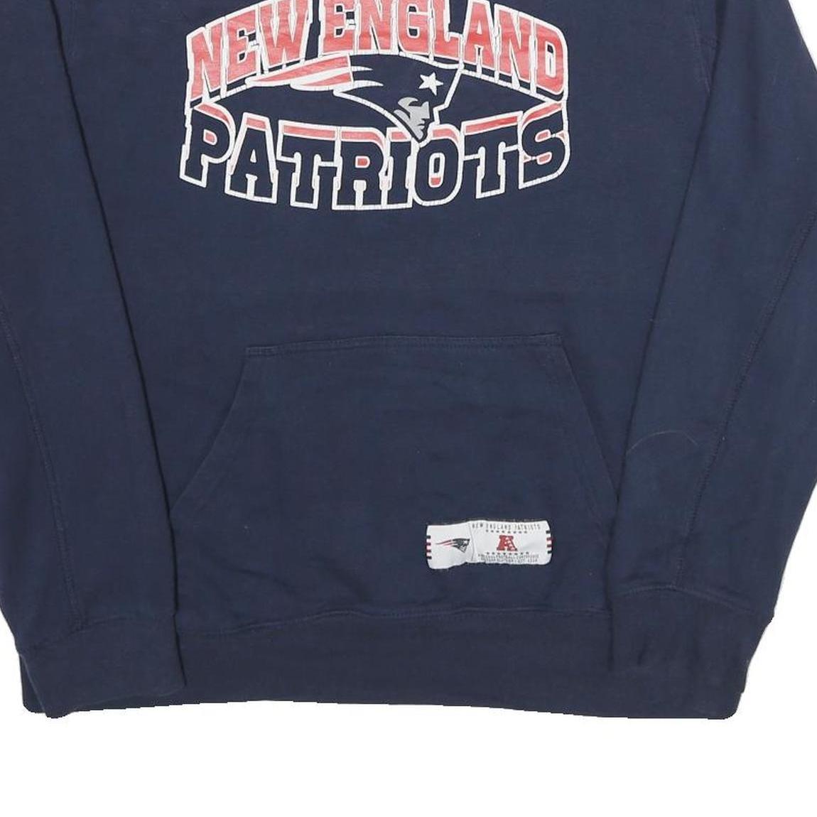 NFL Mens Blue Navy New England Patriots Crew Neck L Cotton Blend Pullover