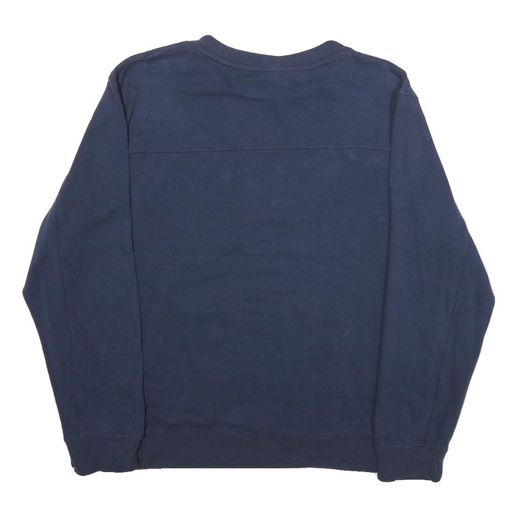 NFL Mens Blue Navy New England Patriots Crew Neck L Cotton Blend Pullover