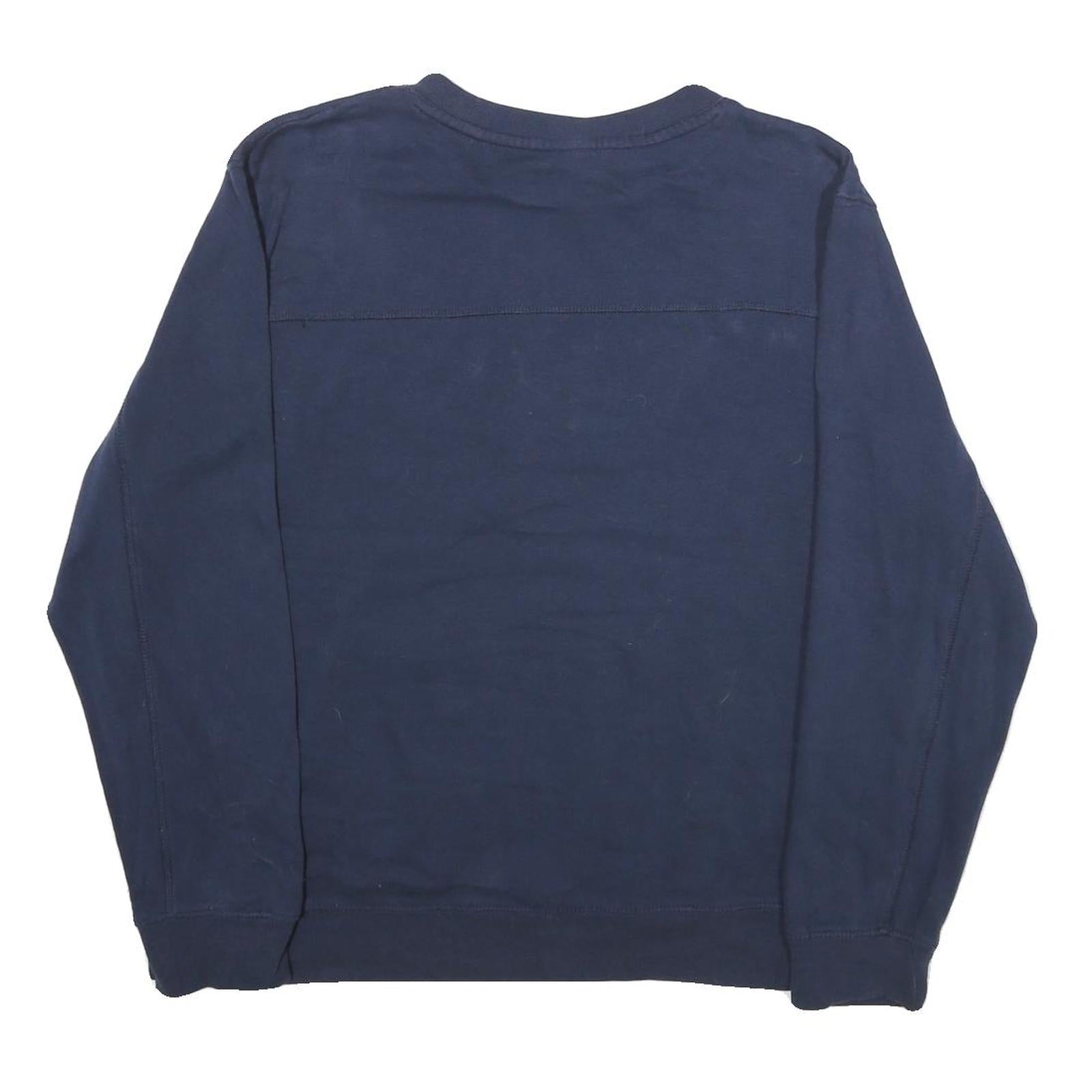 NFL Mens Blue Navy New England Patriots Crew Neck L Cotton Blend Pullover