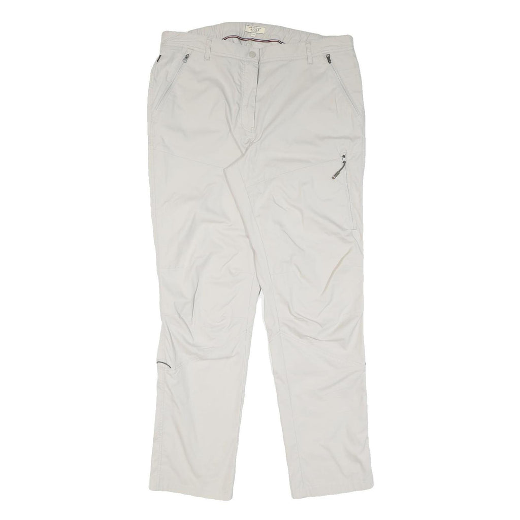 Beige Mens Regular Fit Straight Leg Trousers W34 L32 Polyester Blend Zip Closure