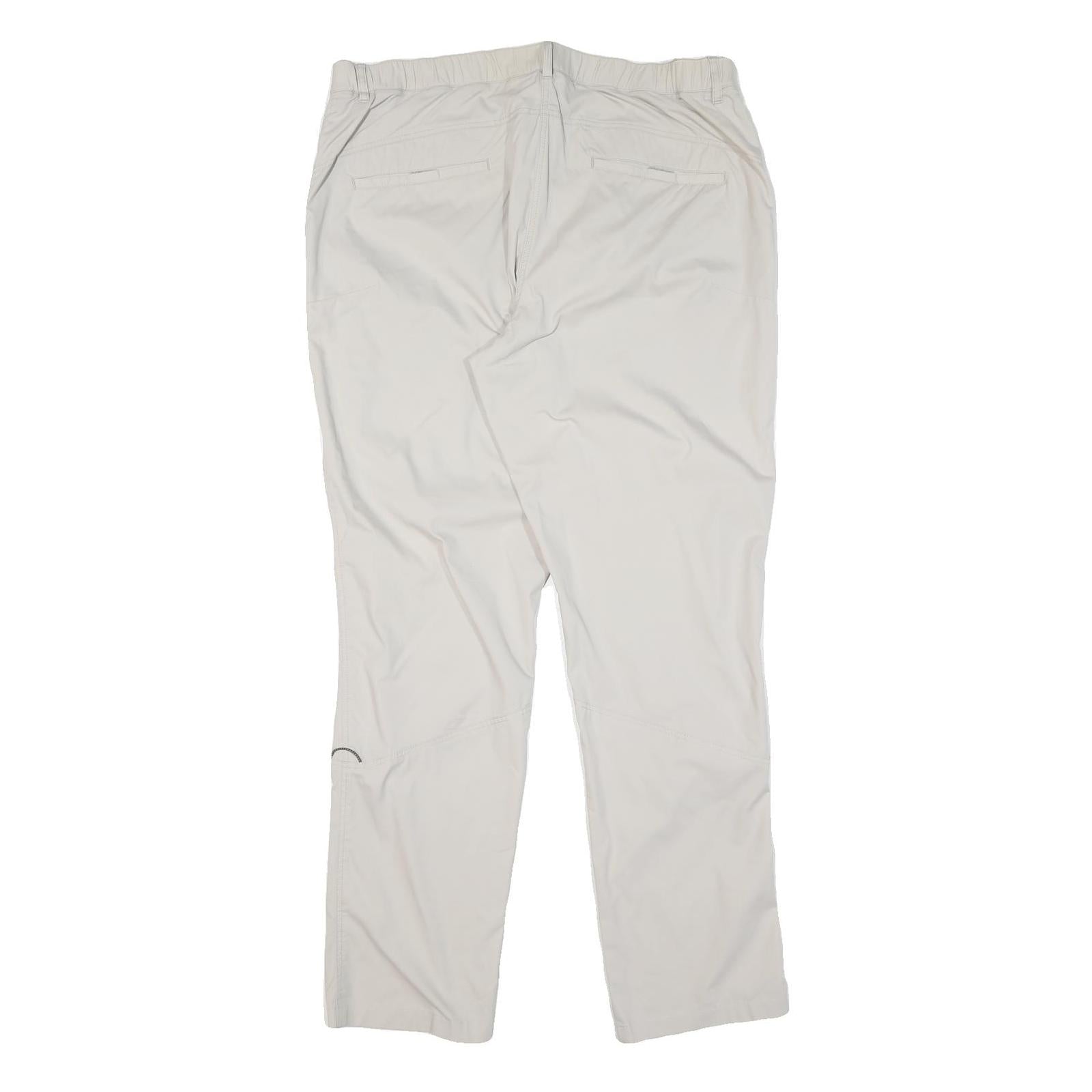 Beige Mens Regular Fit Straight Leg Trousers W34 L32 Polyester Blend Zip Closure