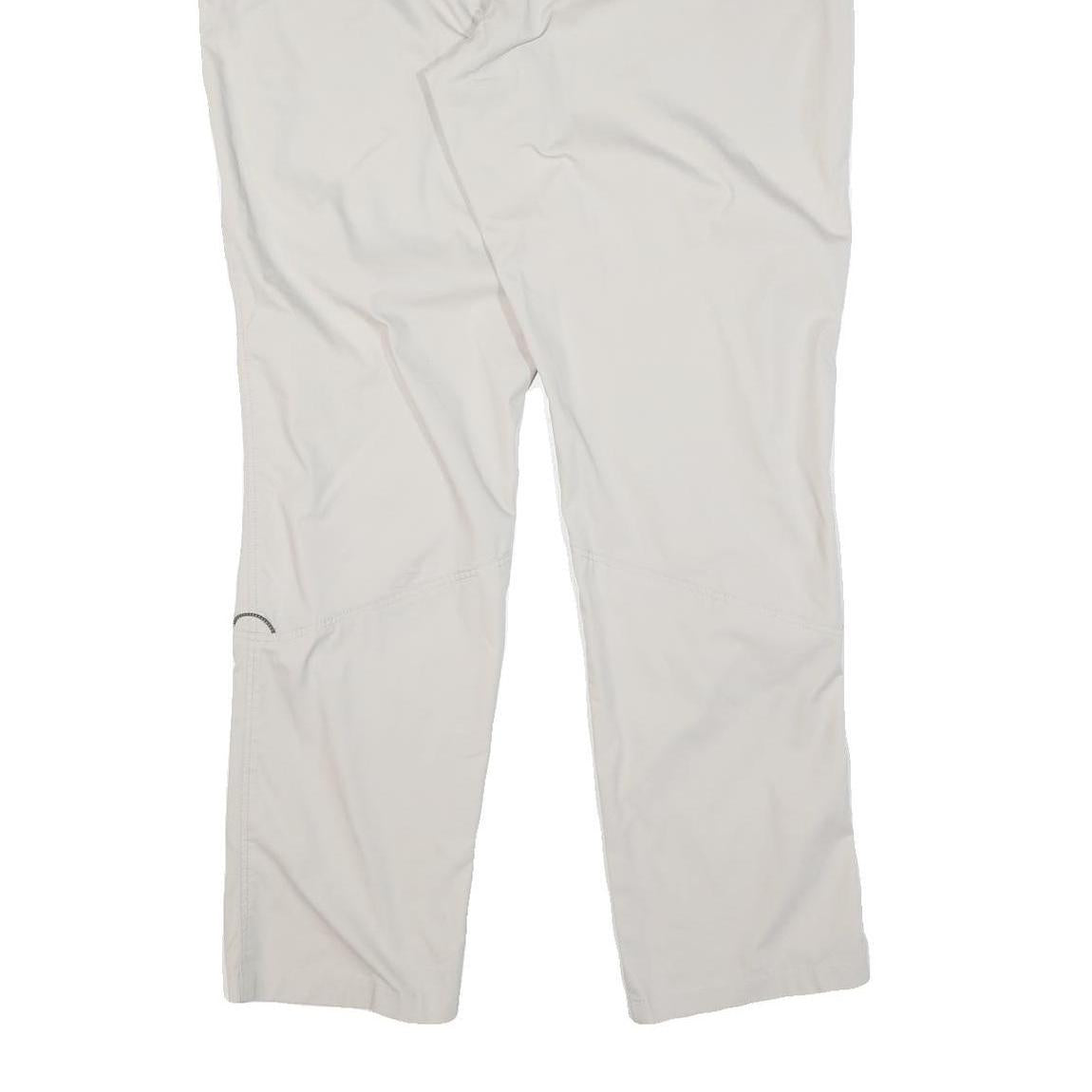 Beige Mens Regular Fit Straight Leg Trousers W34 L32 Polyester Blend Zip Closure