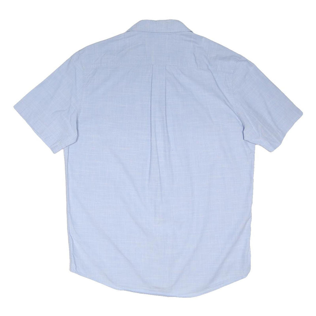 TOMMY HILFIGER Mens Light Blue Plain Short Sleeve Shirt M Cotton Blend Casual