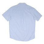 TOMMY HILFIGER Mens Light Blue Plain Short Sleeve Shirt M Cotton Blend Casual
