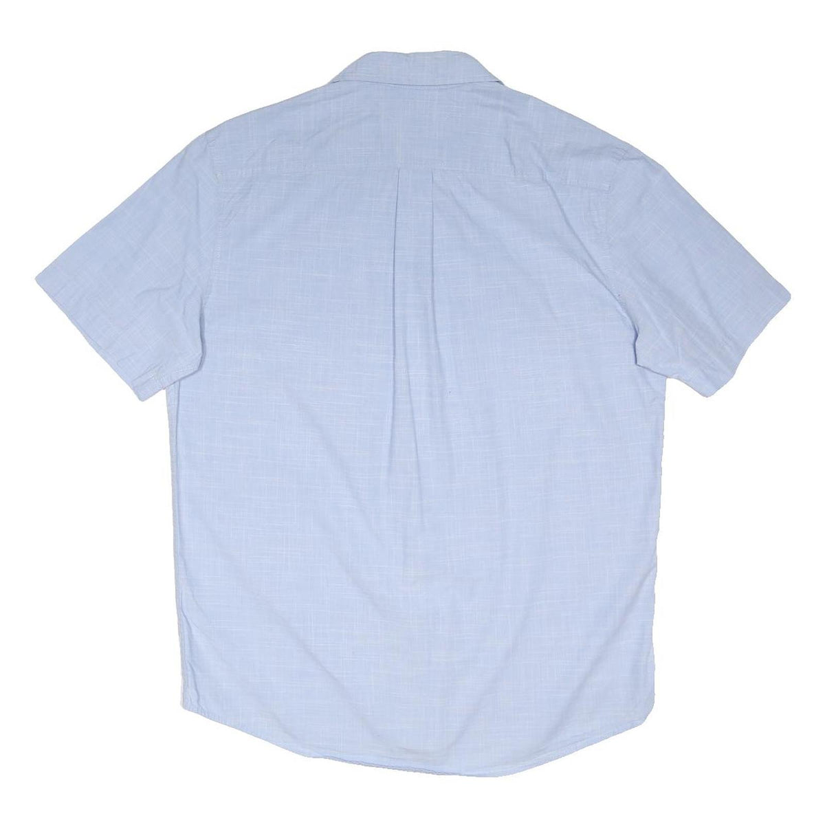 TOMMY HILFIGER Mens Light Blue Plain Short Sleeve Shirt M Cotton Blend Casual