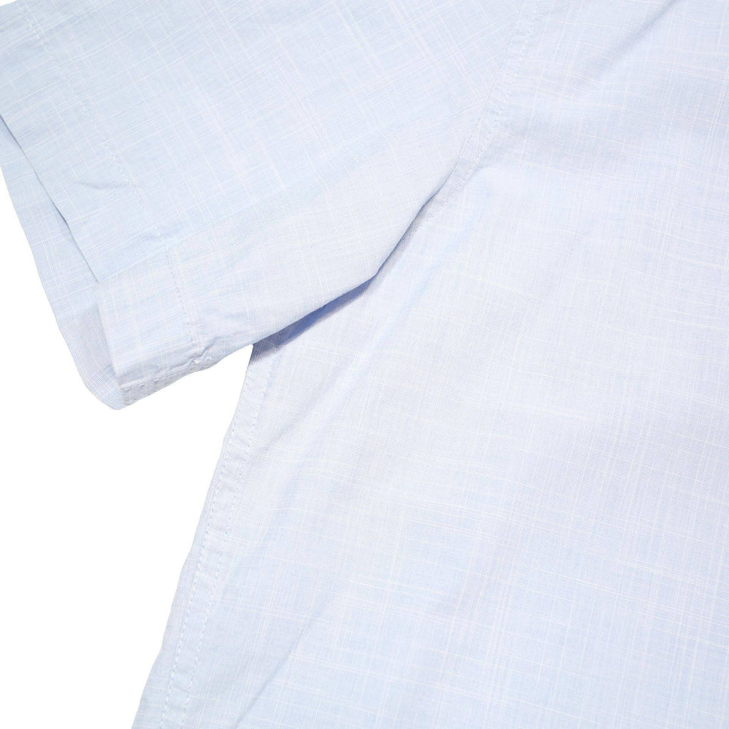 TOMMY HILFIGER Mens Light Blue Plain Short Sleeve Shirt M Cotton Blend Casual