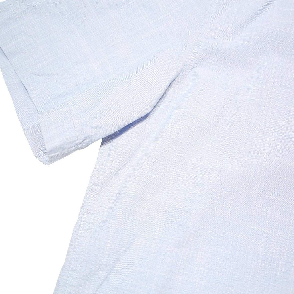TOMMY HILFIGER Mens Light Blue Plain Short Sleeve Shirt M Cotton Blend Casual