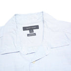 TOMMY HILFIGER Mens Light Blue Plain Short Sleeve Shirt M Cotton Blend Casual