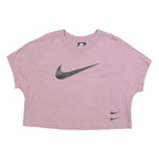 NIKE Womens Pink Black Graphic Crop T-Shirt XL Short Sleeve Crew Neck
