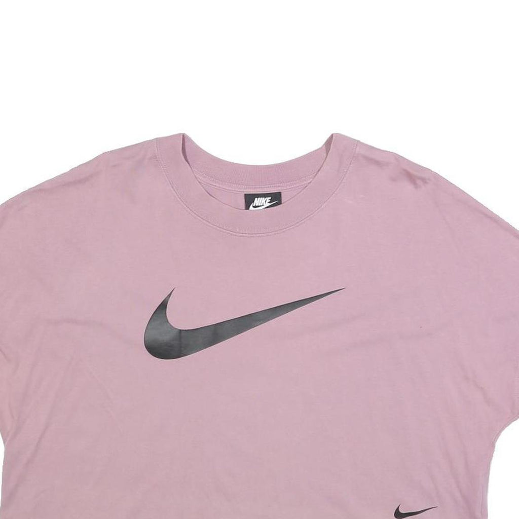 NIKE Womens Pink Black Graphic Crop T-Shirt XL Short Sleeve Crew Neck