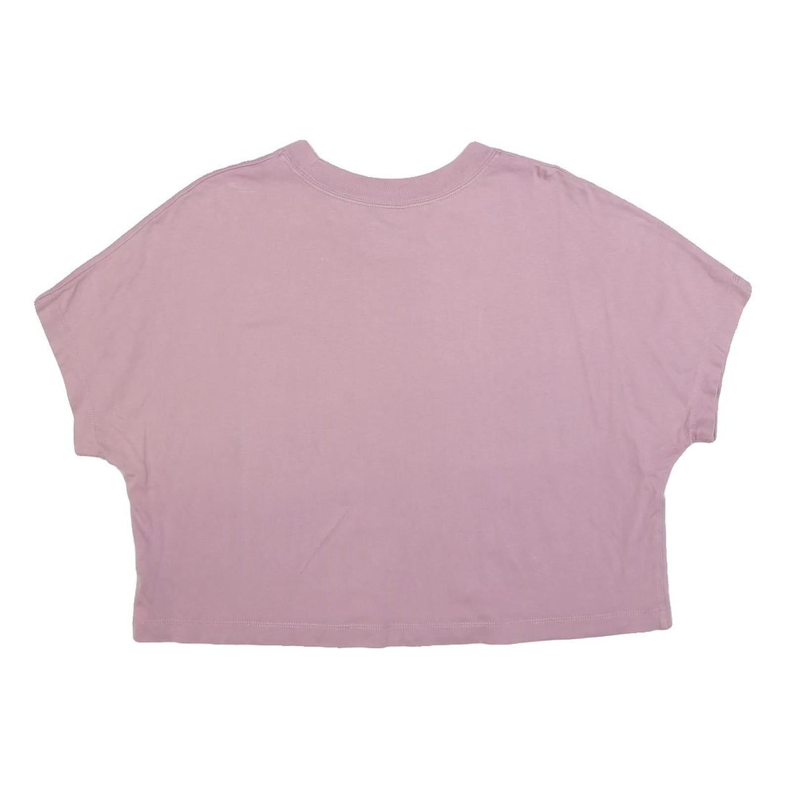 NIKE Womens Pink Black Graphic Crop T-Shirt XL Short Sleeve Crew Neck