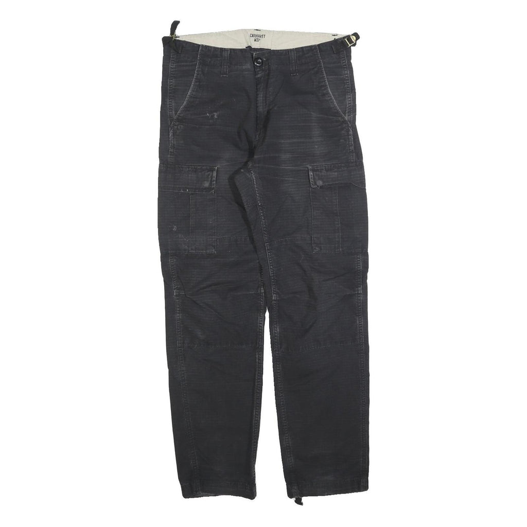 CARHARTT Mens Cotton Blend Black Relaxed Straight Trousers W29 L30 Workwear