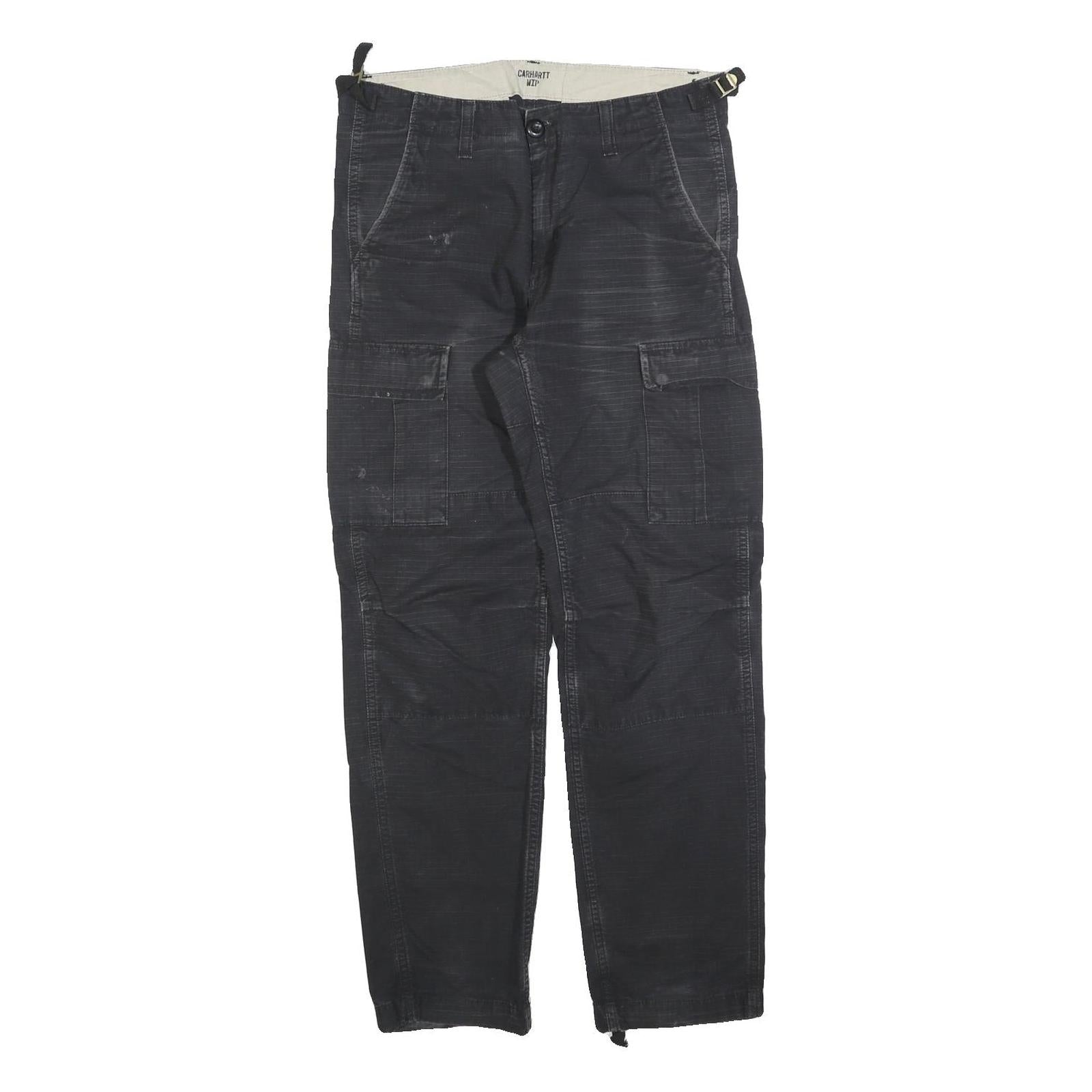 CARHARTT Mens Cotton Blend Black Relaxed Straight Trousers W29 L30 Workwear