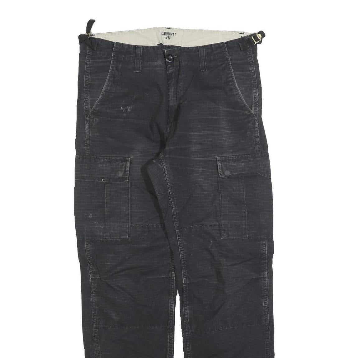 CARHARTT Mens Cotton Blend Black Relaxed Straight Trousers W29 L30 Workwear