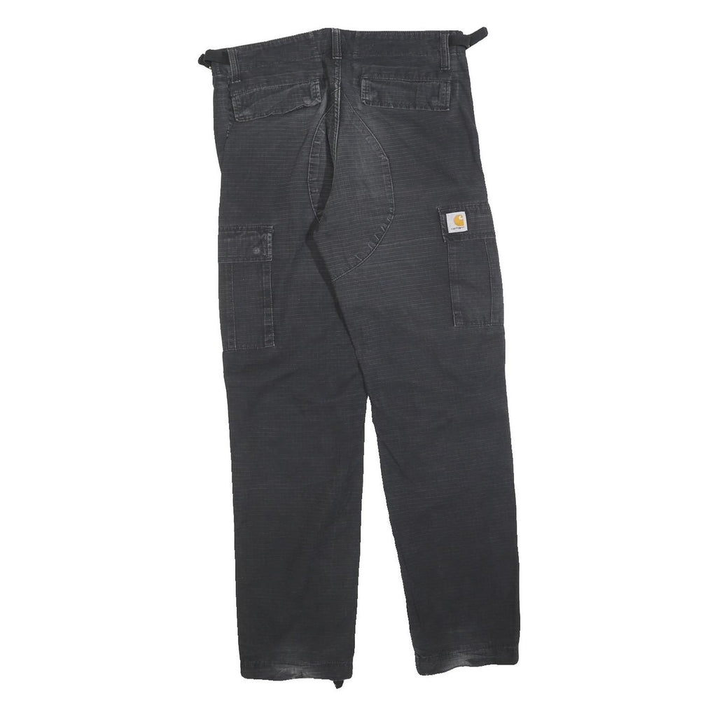 CARHARTT Mens Cotton Blend Black Relaxed Straight Trousers W29 L30 Workwear