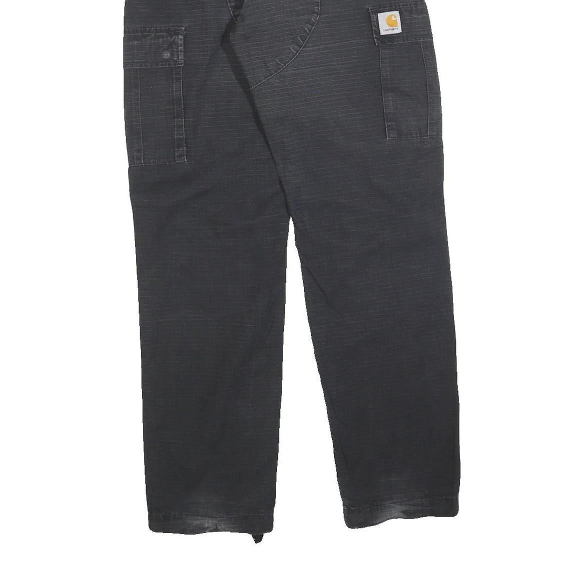 CARHARTT Mens Cotton Blend Black Relaxed Straight Trousers W29 L30 Workwear