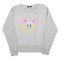 DIESEL Womens Grey Flamingo Graphic Crew Neck XS Sweatshirt Cotton Blend