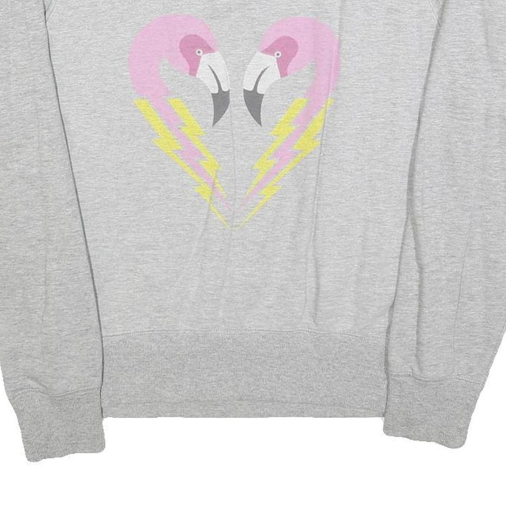 DIESEL Womens Grey Flamingo Graphic Crew Neck XS Sweatshirt Cotton Blend