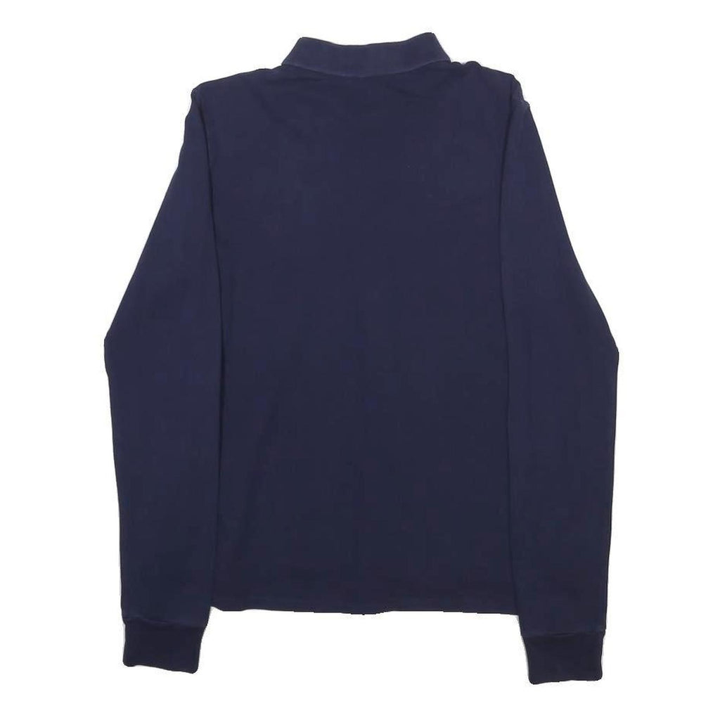 POLO RALPH LAUREN Womens Navy Blue Long Sleeve Plain L Cotton Blend Polo Shirt