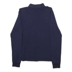 POLO RALPH LAUREN Womens Navy Blue Long Sleeve Plain L Cotton Blend Polo Shirt