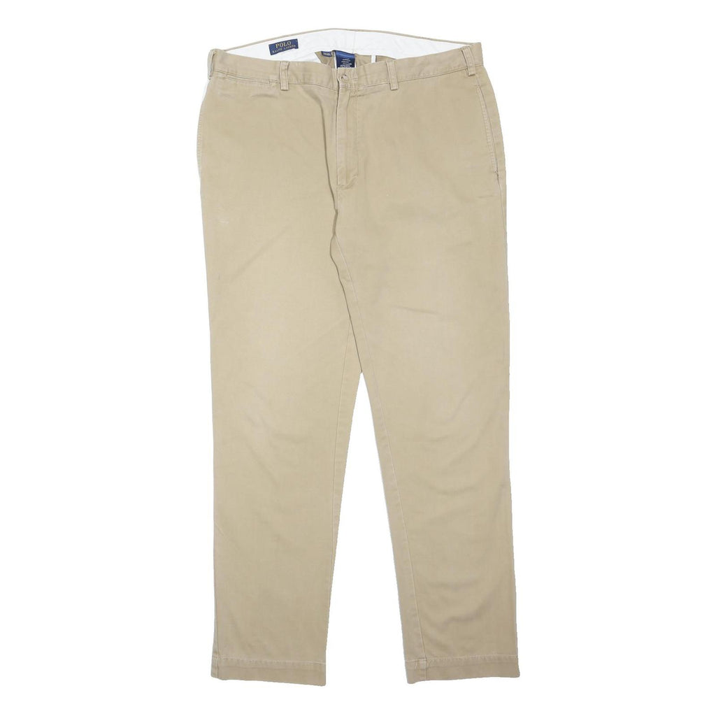 POLO RALPH LAUREN Mens Cotton Blend Beige Relaxed Straight Trousers W38 L34