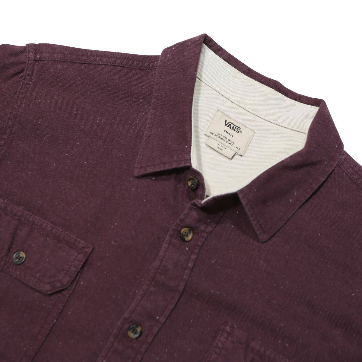 VANS Mens Maroon Shirt S Cotton Blend Casual Button Up Long Sleeve
